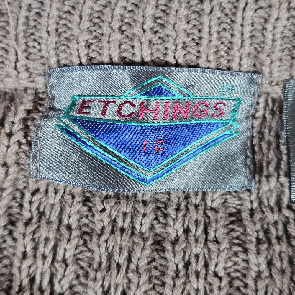 Etchings Sweater Mens Large Cable Knit Fishermans Chunky Knit Vntg Grandpacore - Picture 4 of 7